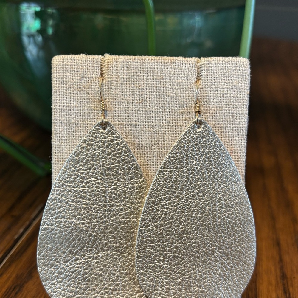 Nickel & Suede Gold Teardrop Earrings